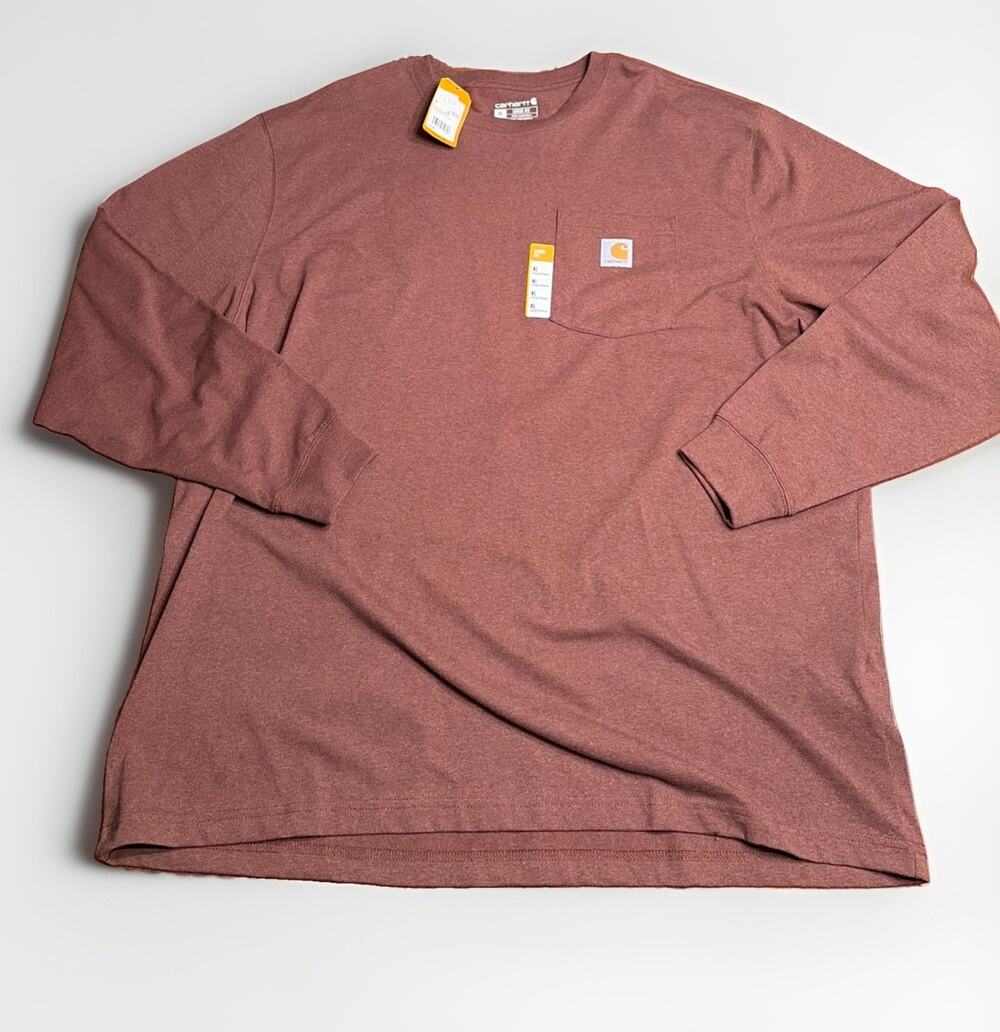 Carhartt Loose Fit Heavyweight Long Sleeve Pocket T-Shirt K126-B86 Brown XL